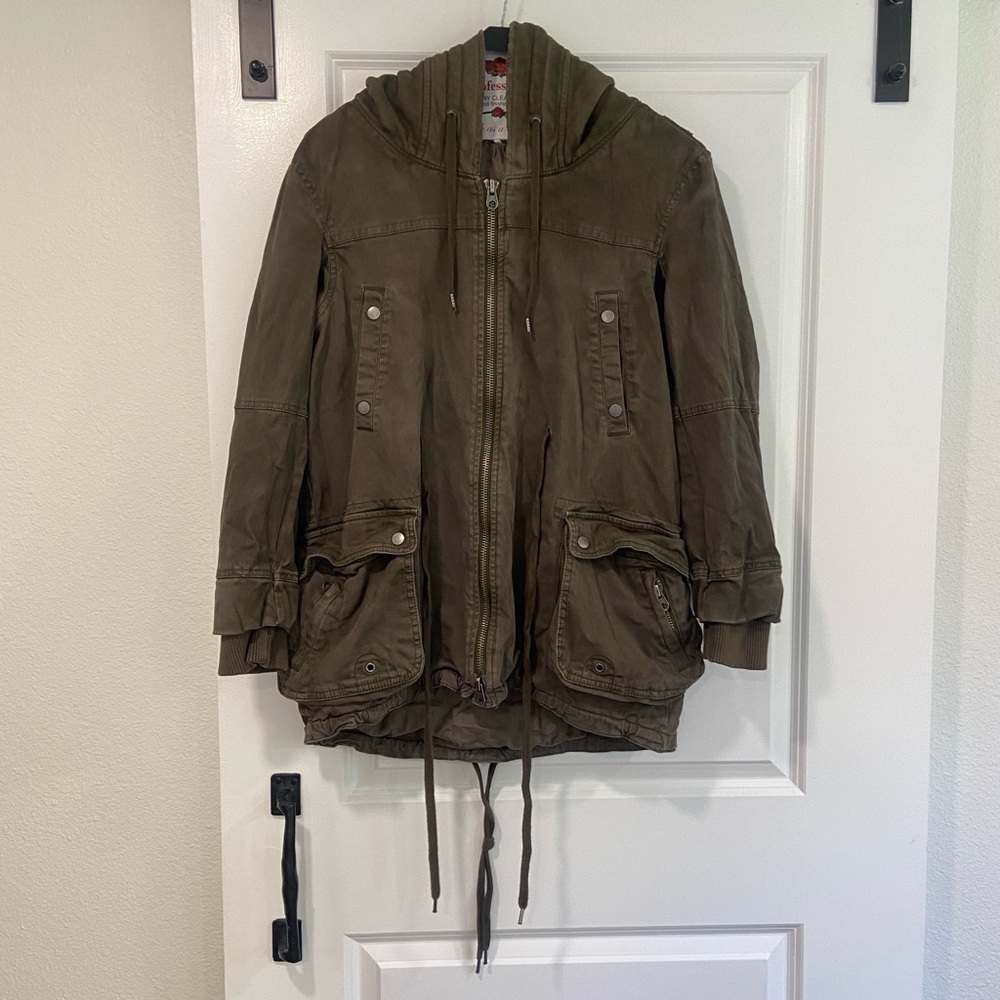 FREE PEOPLE Distressed Wash Cargo Jacket